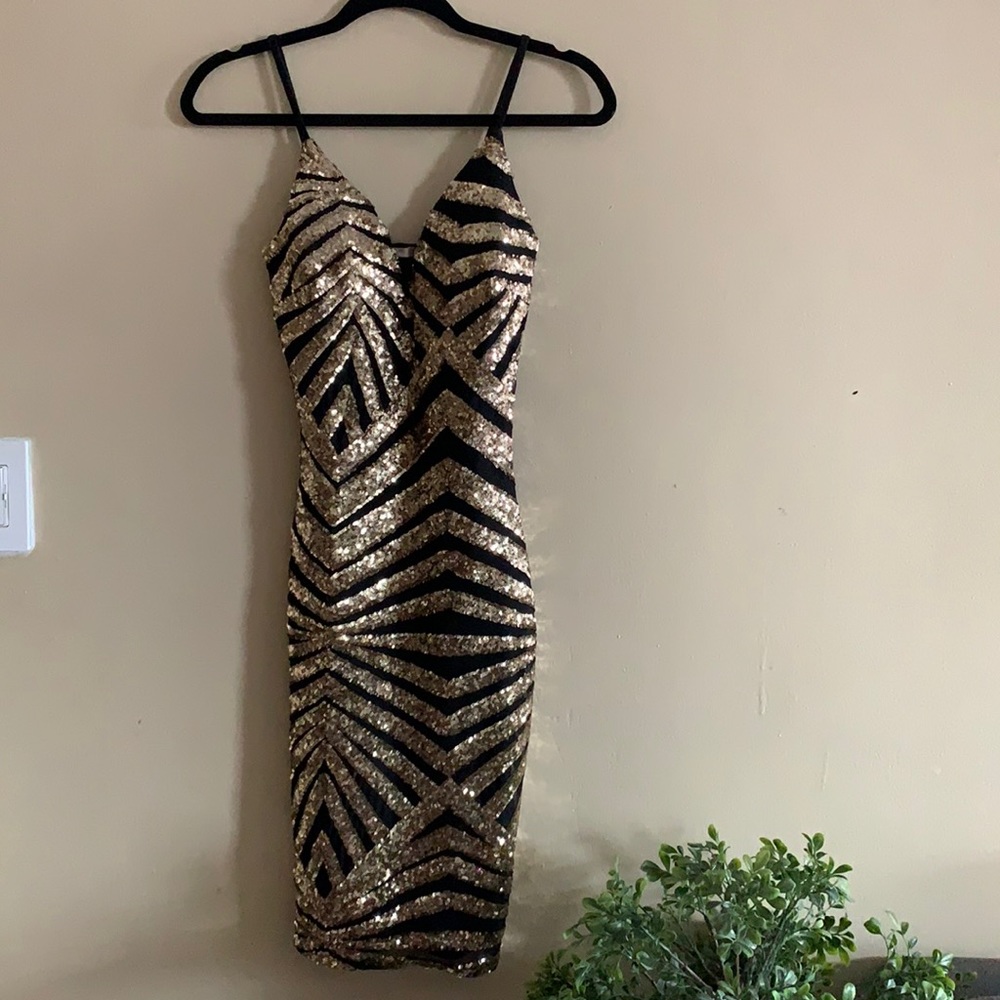 Entry Black/ Gold Sequence Dress.